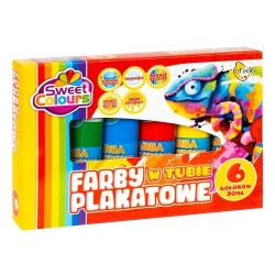 Farby plakatowe w tubie 6 kolorów 30ml - Sweet colours