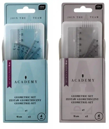 Zestaw geometryczny Academy z linijką 15cm mix - INTERDRUK