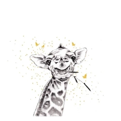 Karnet złocony kwadrat CL3804_BL Żyrafa - Clear Creations