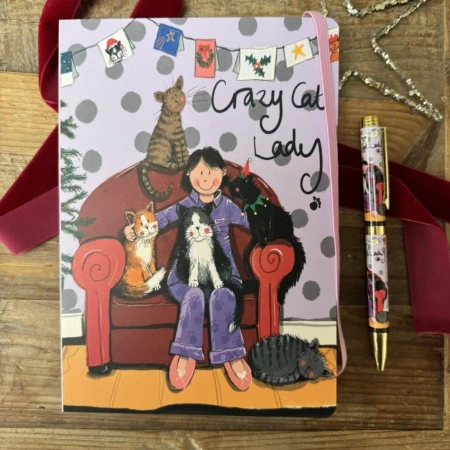 Notatnik z gumką A5 Crazy Cat Lady Kociara Święta - Alex Clark