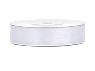Tasiemka satynowa biała 12mmx25m - PartyDeco