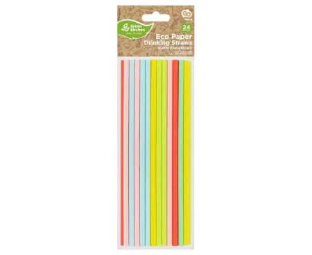Słomki papierowe pastelowe MIX 197x6mm 24szt - Godan