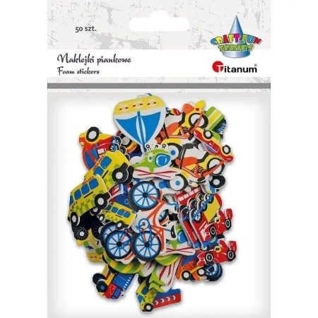 Naklejki piankowe pojazdy mix 50szt - Titanum