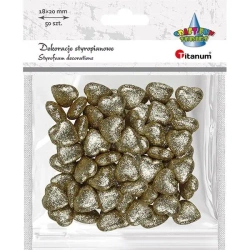 Styropianowe serca 19x19mm złote 50szt - Titanum