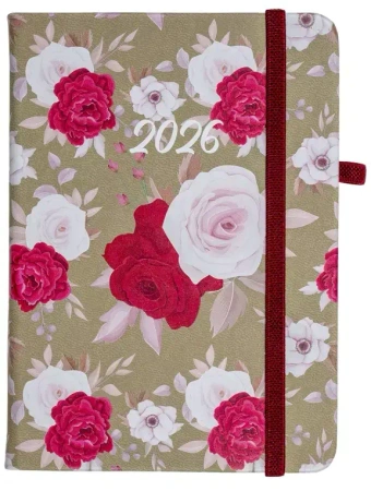 Kalendarz 2026 A6 tyg. Flamenco biało-czer kwiaty - praca zbiorowa