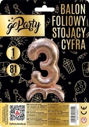 Balon foliowy stojący 3 rose gold 81cm - GoParty