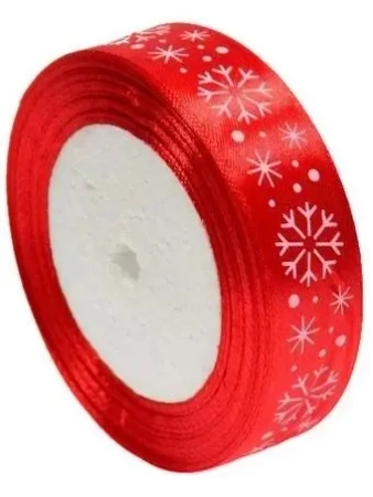 Wstążka satynowa z motywem świątecznym 25mmx22m - Brewis