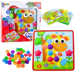 Układanka guzikowa 12 plansz 46 guzików - Leantoys