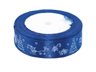 Wstążka satynowa z motywem świątecznym 25mmx22m - Brewis