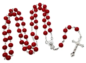 Różaniec szklany czerwony - Art Sacrum