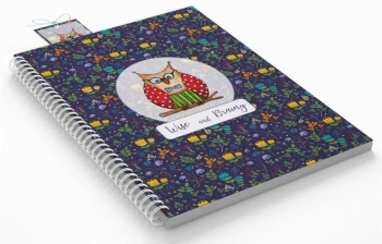 Kołonotatnik ozdobny Sowa B5/80K kratka z zakładką - Cozywood