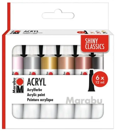 Farby akrylowe Shiny Classics 12ml 6 kolorów - Marabu