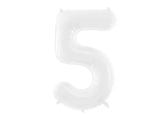 Balon foliowy 5 86cm biały - PartyDeco