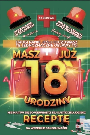 Karnet Urodzinowy z receptą 18 - YEKU