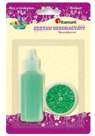 Klej z brokatem neonowy zielony w słoiczku - Titanum