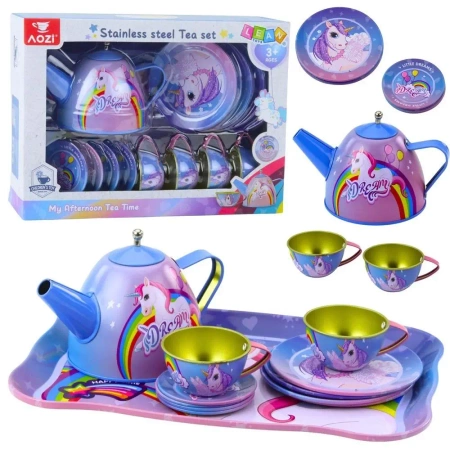 Zestaw do herbaty metalowy jednorożec - Leantoys