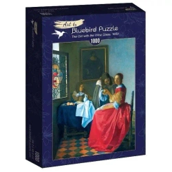 Puzzle 1000 Kobieta z kieliszkiem wina, Vermeer - Bluebird Puzzle