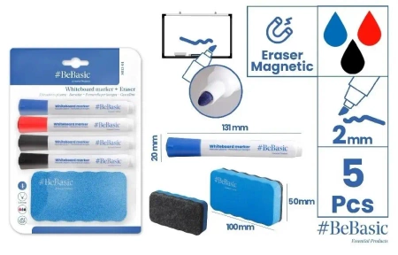 Marker do tablic 4szt z gąbką - BeBasic