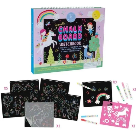Szkicownik z kredowymi pisakami Tęczowe Wróżki - Floss & Rock