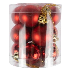 Bombki nietłukące w tubie czerwone 3cm 12szt - Arpex