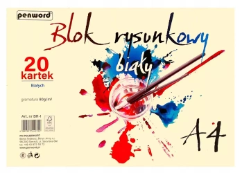 Blok rysunkowy A4 biały 80g 20 kartek - Penword