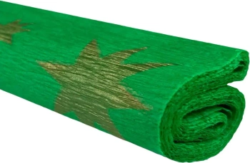 Paczka Bibuła marszczona 50x200 gwiazdy złote na zielonym 10 rolek - TYMOS