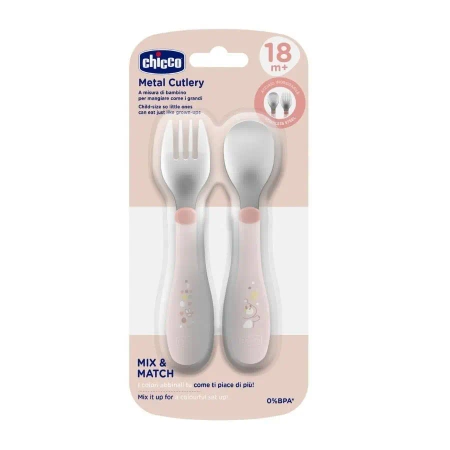 Sztućce metalowe beżowe 18m+ - Chicco