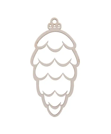 Bombka drewniana Szyszka 3szt biała - Cresco