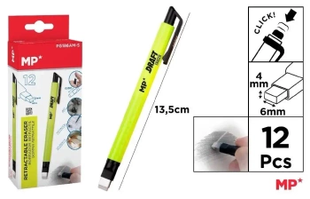 Gumka w długopisie Click żółty korpus (12szt) - MP Main Paper