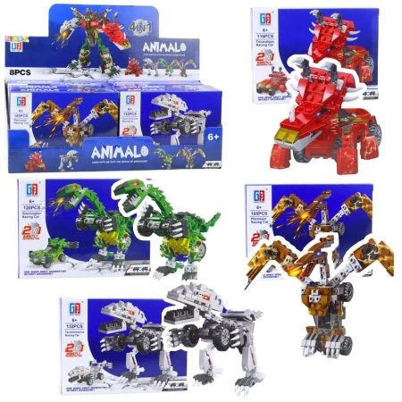 Klocki konstrukcyjne Dinozaur auto 2w1 MIX - Leantoys