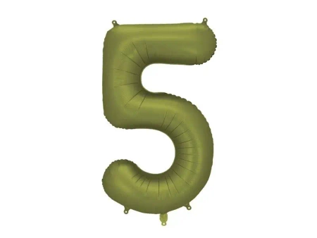 Balon foliowy cyfra 5 86cm oliwkowy - PartyDeco