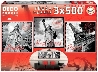 Puzzle 3x500 Duże miasta 109550 - Educa