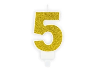 Świeczka urodzinowa 5 złota 7cm - PartyDeco