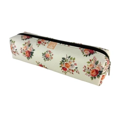 Piórnik szkolny młodzieżowy prostokąt kostka Róże W Beżu - EV-Corp