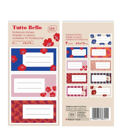 Naklejki na zeszyty Flowers 9szt - INTERDRUK