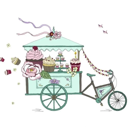 Karnet Swarovski kwadrat CL2403 Rower z babeczkami - Clear Creations