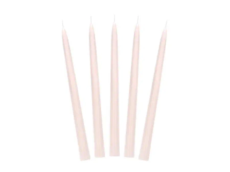 Świeca stożkowa matowa nude 24cm 10szt - PartyDeco