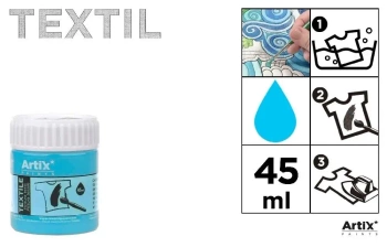 Farba do tkanin 45ml lazurowa (6szt) - Artix