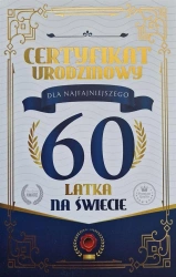 Karnet Certyfikat Urodzinowy 60 urodziny męskie - YEKU