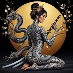 Diamentowa Mozaika Kobieta wojowniczka Yakuza NO-2001759 - Norimpex