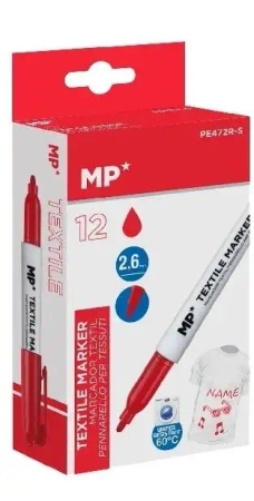 Marker do tkanin 2,6mm czerwony (12szt) - MP Main Paper