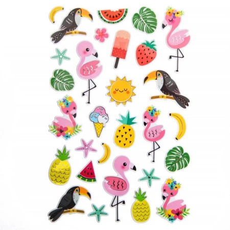 Metaliczne naklejki 3D - tropiki 29szt - Dalprint