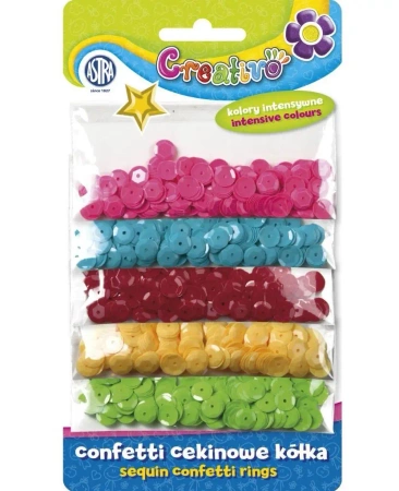 Confetti cekiny kółka 5 kolorów ASTRA - ASTRA papiernicze