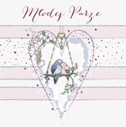 Karnet Swarovski kwadrat CL0224 Ślub ptaszki serce - Clear Creations