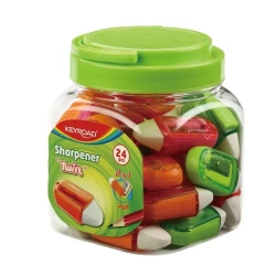 Temperówka plastikowa z gumką Twist pojed. (24szt) - Keyroad