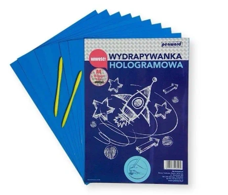 Wydrapywanka hologramowa A4 srebrno-niebieska - Penword