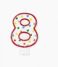 Świeczka cyferka 8 kropki 7,6cm - Amscan