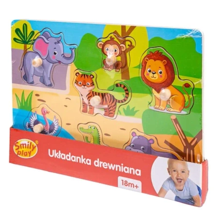 Układanka drewniana Zoo uchwyty - Smily Play
