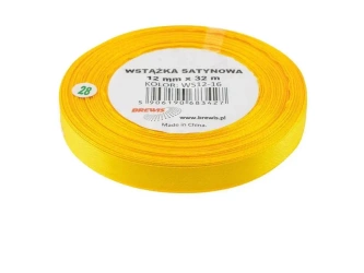 Wstążka satynowa żółta 12mmx32m - Brewis