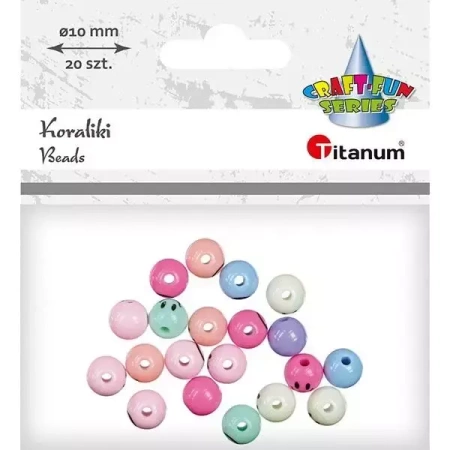 Koraliki plastikowe okrągłe z twarzą 20szt - Titanum